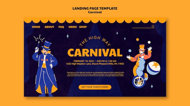 Free PSD carnival fest landing page