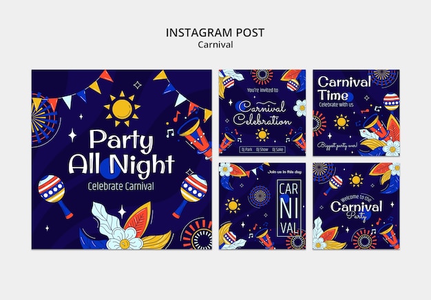 Carnival party instagram posts template