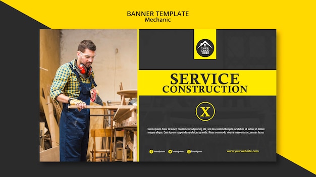 Free PSD carpenter manual worker banner template