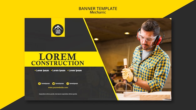 Free PSD carpenter manual worker handyman banner template