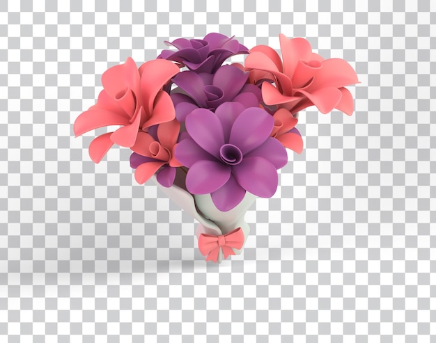 Free PSD cartoon flower bouquet top side