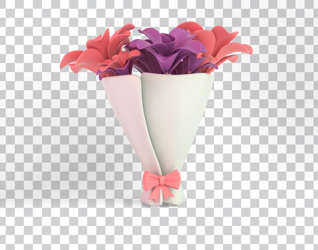 Free PSD cartoon flower bouquet