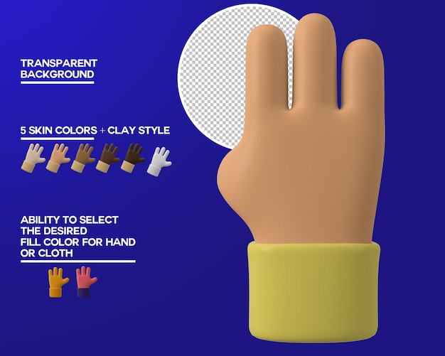 Free PSD cartoon hand three gesture