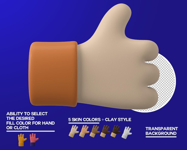 Free PSD cartoon hand thumbs up gesture