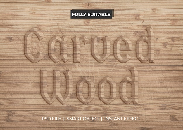 Free PSD carved wood text effect