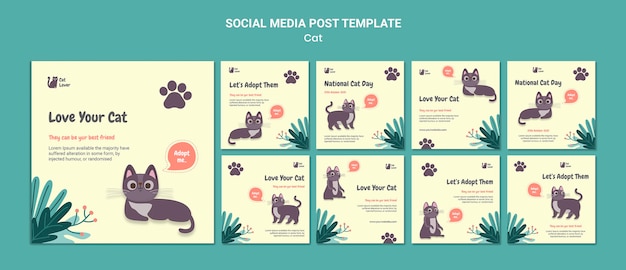 Free PSD cat adoption social media post template