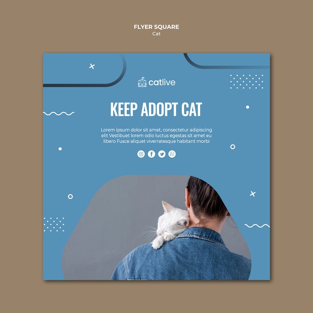 Free PSD cat adoption square flyer