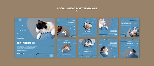 Free PSD cat lover concept social media post