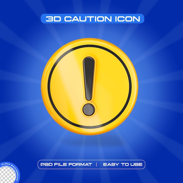 Caution Symbol Icon Isolated 3d Render Illustration