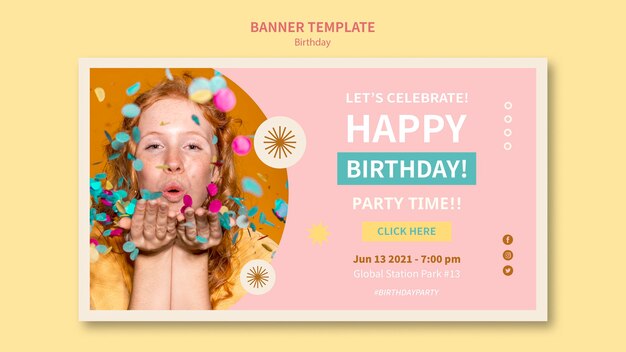 Celebrate birthday horizontal banner template