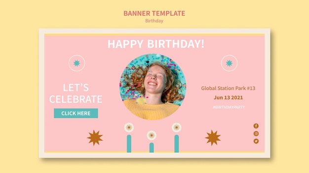 Celebrate birthday horizontal banner