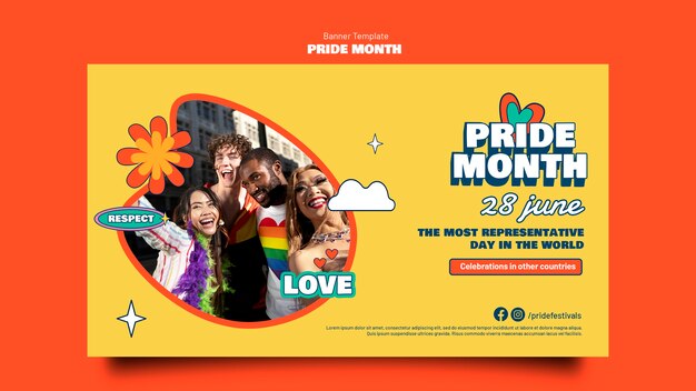 Celebrate pride month banner template