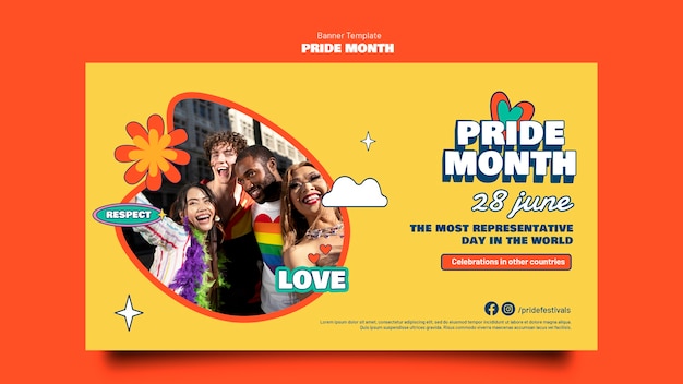 Celebrate pride month banner template