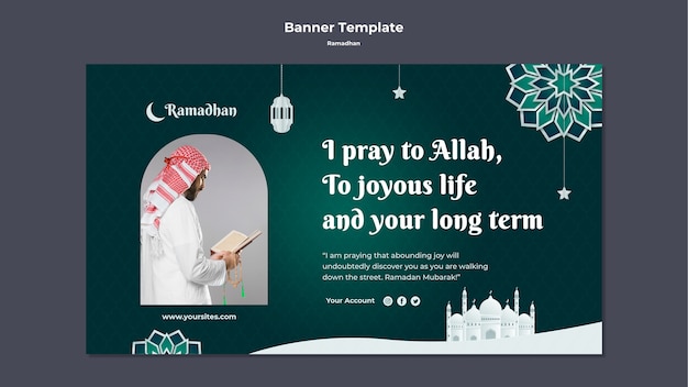 Celebrate ramadan horizontal banner template