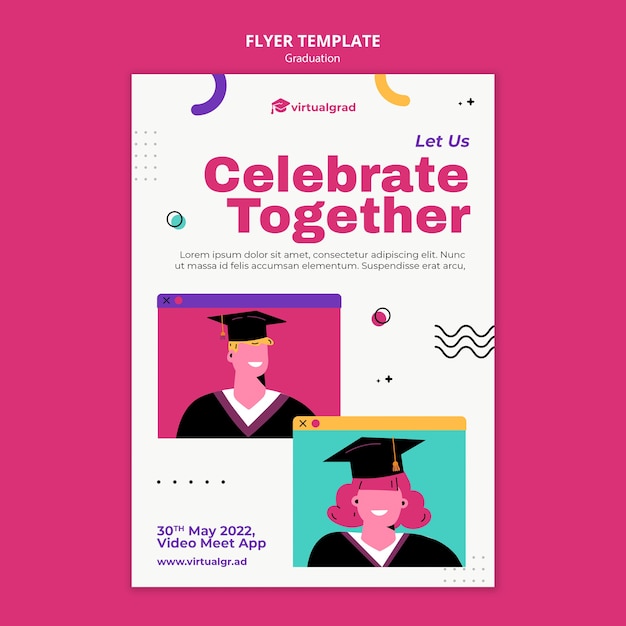 Free PSD celebrate virtual graduation flyer template