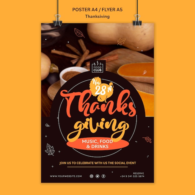 Free PSD celebrational thanksgiving print template