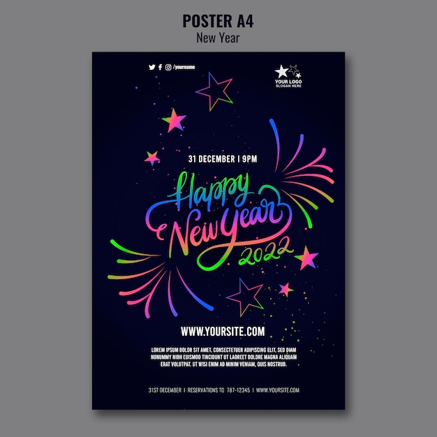 Free PSD celebrative new year vertical print template