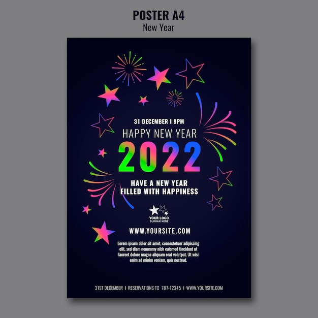 Free PSD celebrative new year vertical print template