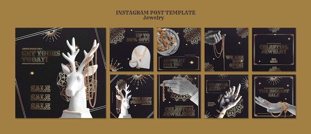 Free PSD celestial style jewelry  instagram posts