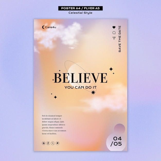 Free PSD celestial style poster template