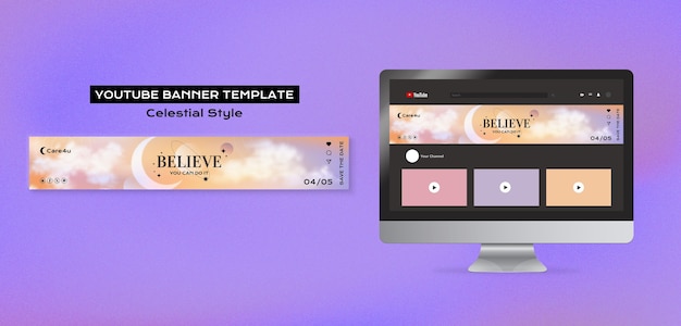 Free PSD celestial style  youtube banner