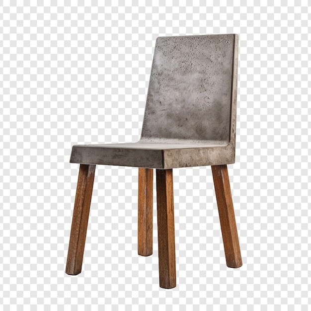 Free PSD cement chair with wooden seat isolated on transparent background