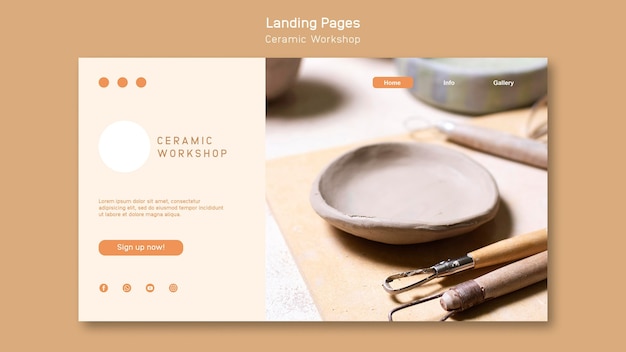 Free PSD ceramic workshop landing page design