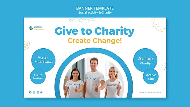 Free PSD charity activities banner template