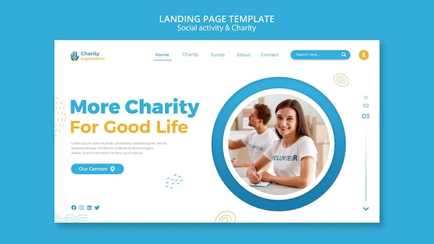 Charity activities landing page template