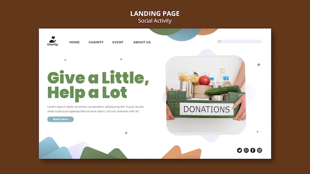 Free PSD charity activities landing page template