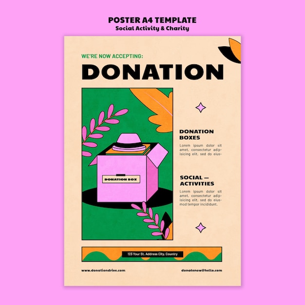 Free PSD charity donation poster template design