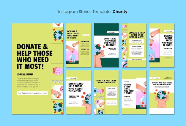 Free PSD charity foundation instagram stories collection