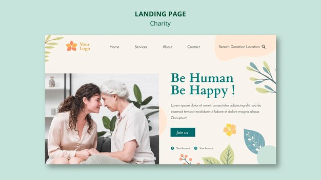 Charity landing page web template