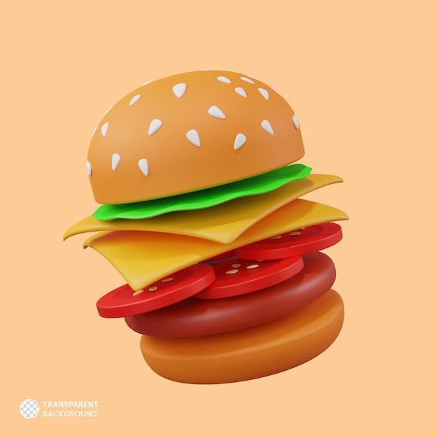 Free PSD cheese burger icon isolated 3d render ilustration