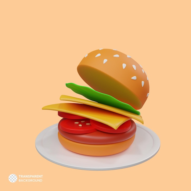 Cheese Burger Icon Isolated 3d render Ilustration