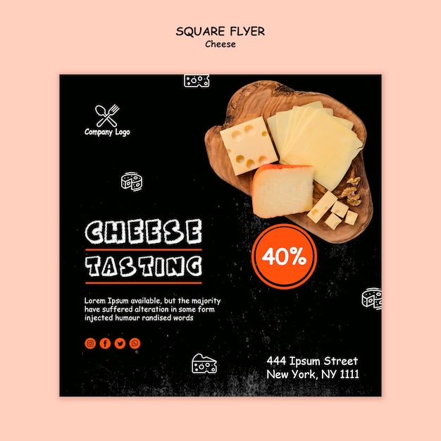 Free PSD cheese tasting square flyer