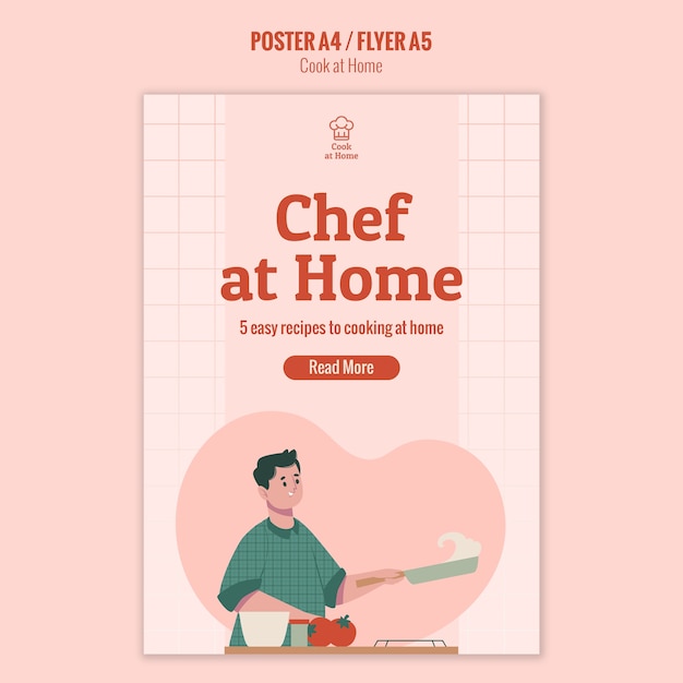 Free PSD chef at home poster design