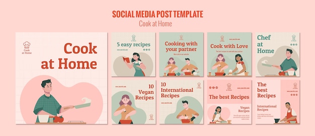 Free PSD chef at home social media post template