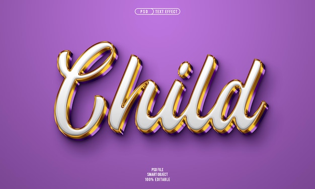 Free PSD child 3d editable text effect