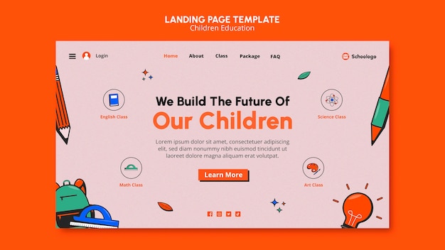 Free PSD children education landing page