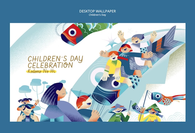 Free PSD children's day celebration desktop wallpaper