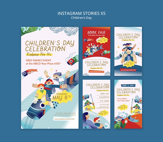 Free PSD children's day celebration instagram stories