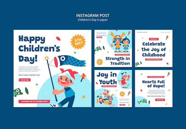 Free PSD children's day in japan celebration instagram posts