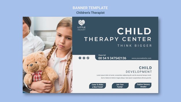 Children's therapist concept banner template