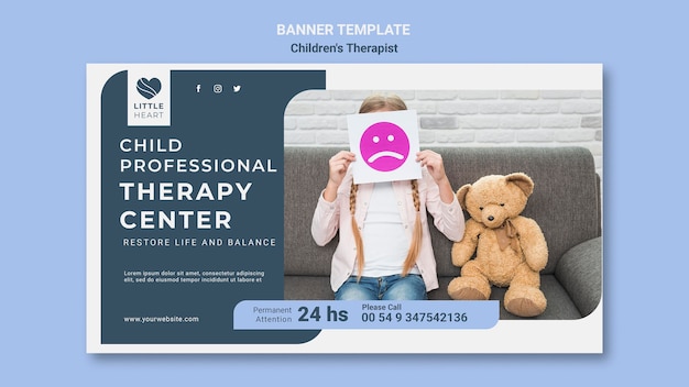 Children's therapist concept banner template