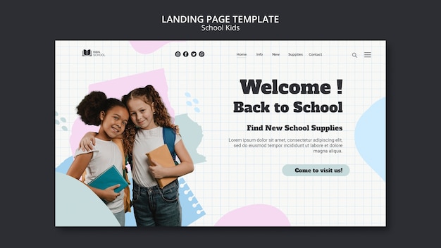 Free PSD children school landing page template