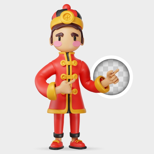 Free PSD chinese character pointing finger 3d illustration