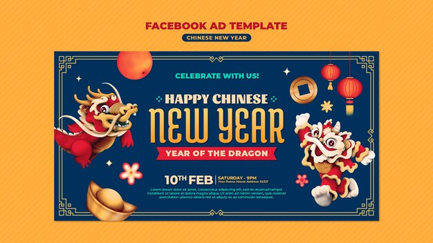 Chinese new year celebration facebook template