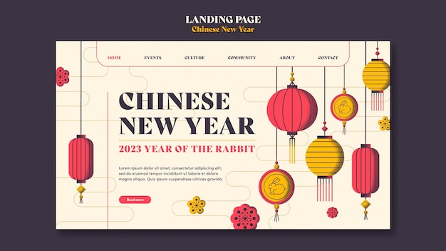 Free PSD chinese new year celebration landing page template