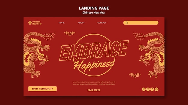 Free PSD chinese new year celebration landing page